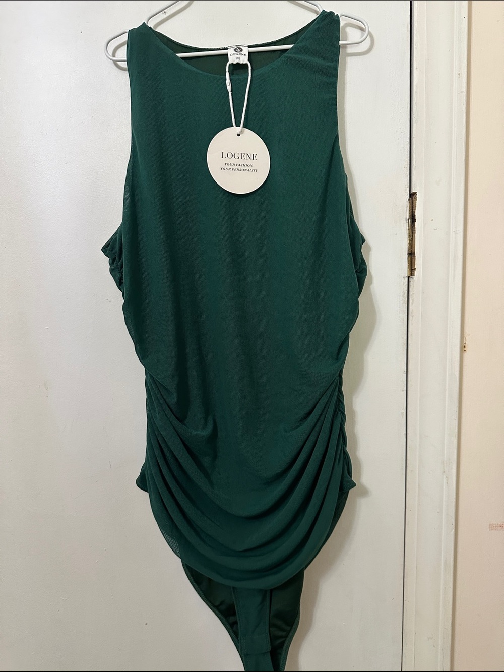Logene Forest Green Ruched Women’s Bodysuit